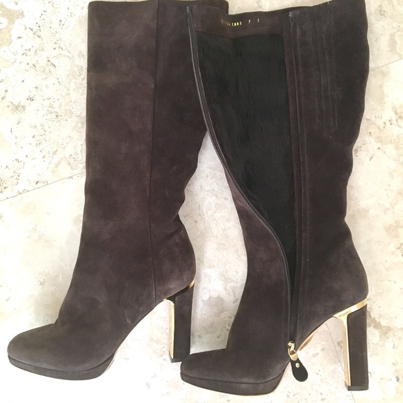 Salvatore Ferragamo Suede Brown Boots 37 US 6.5